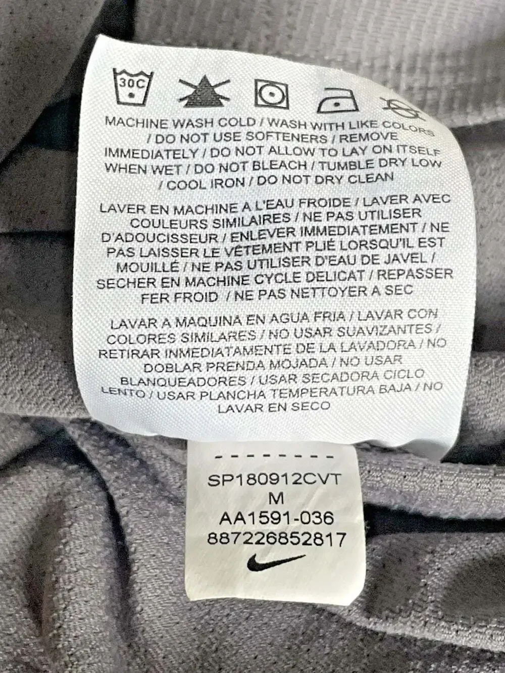 Nike DRI-FIT Mens M Gray Activewear Wicking Short-Sleeve Running Tee T-Shirt EUC